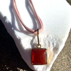 Carnelian or Orange Glass Pink Choker Necklace Roman Signature Vintage Y2k 15.5"